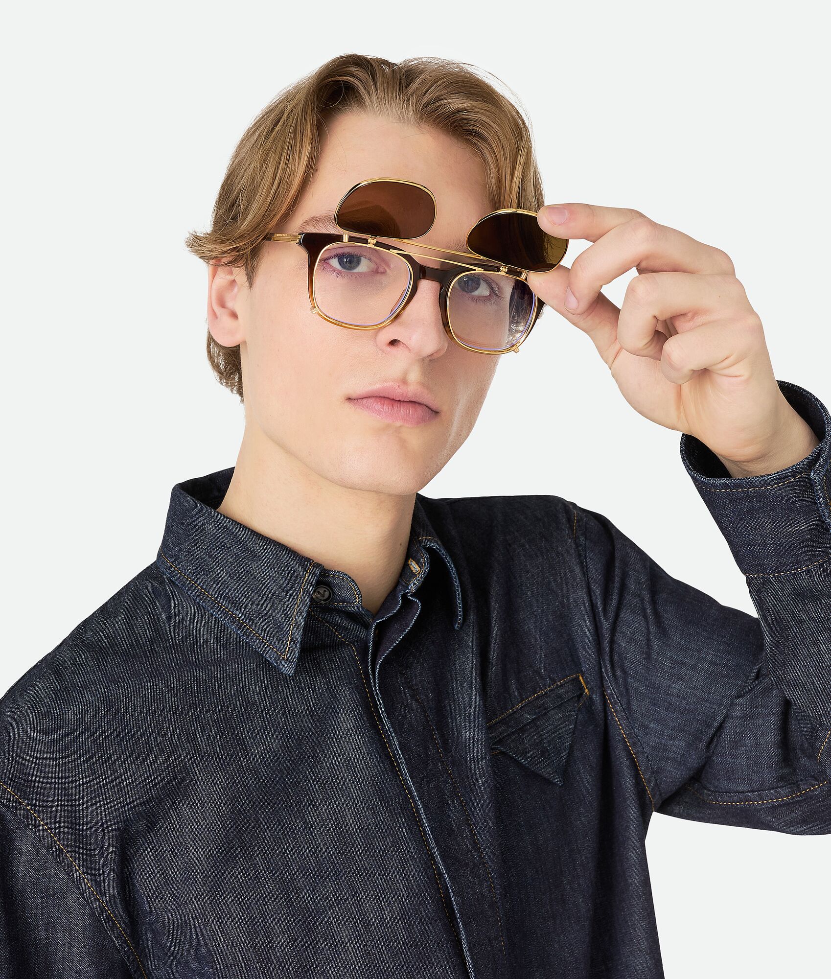BOTTEGA VENETA Classic方形夹片式太阳眼镜