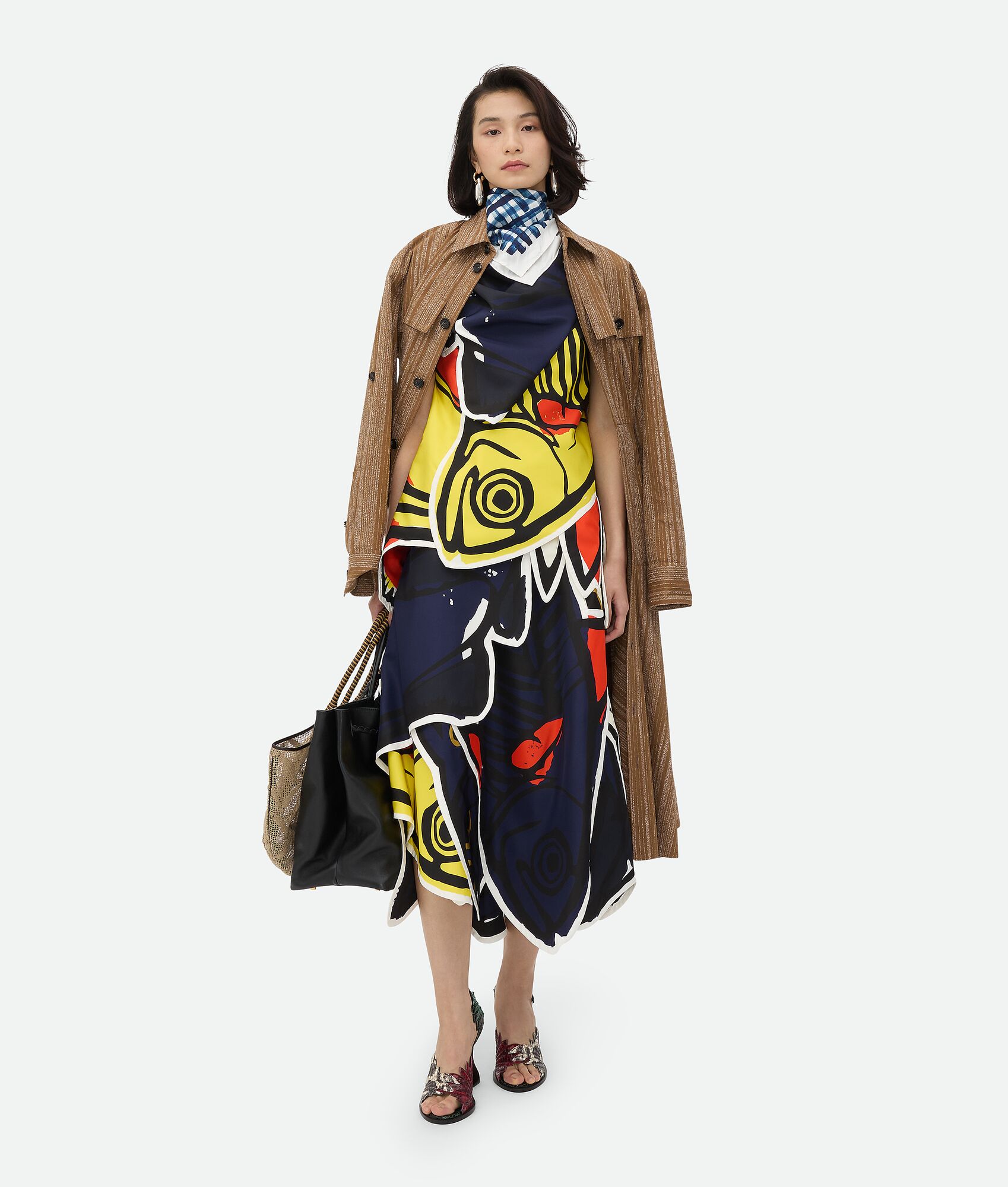 BOTTEGA VENETA 格纹印花桑蚕丝围巾