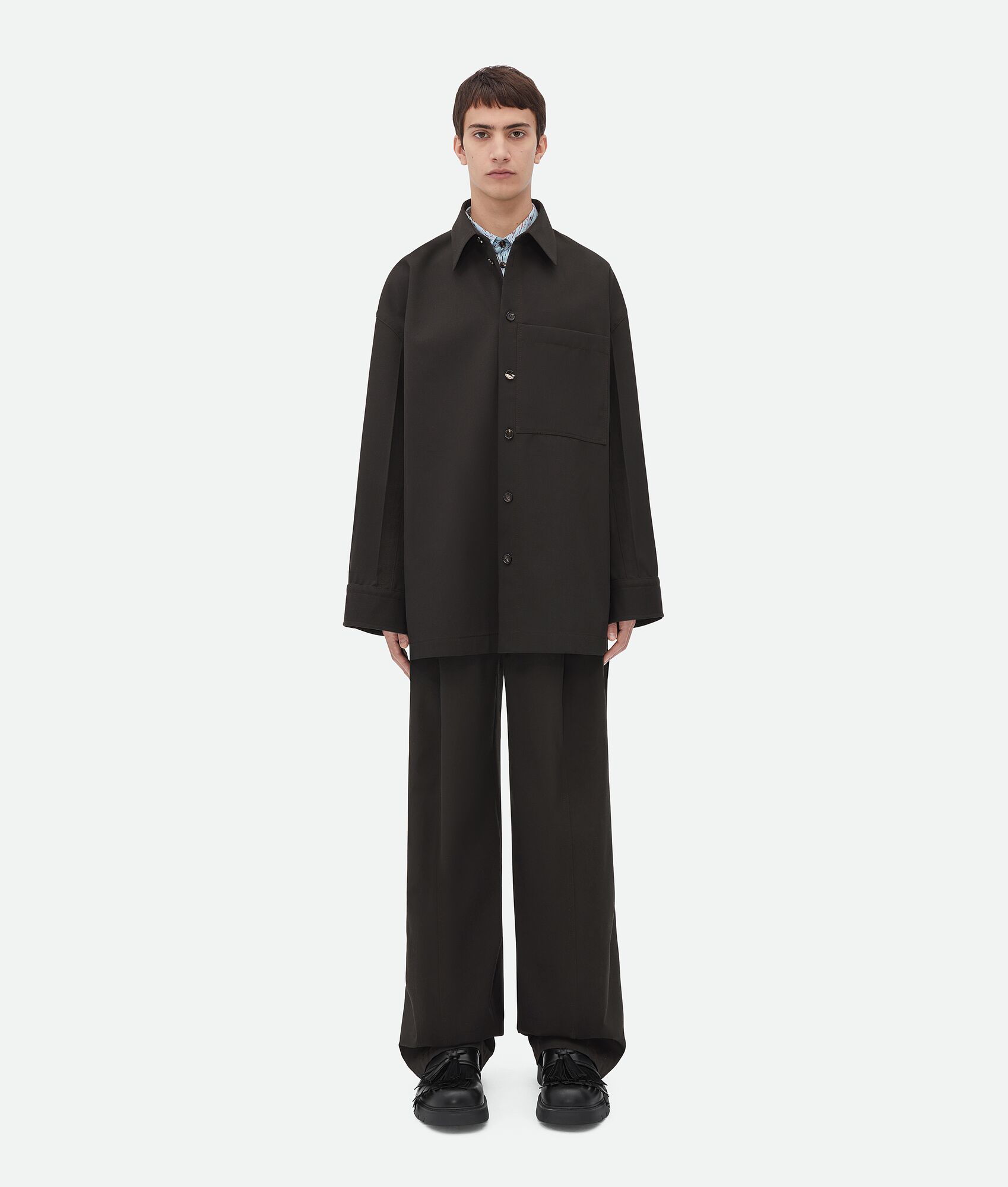 BOTTEGA VENETA 干混色纱羊毛外套式衬衫
