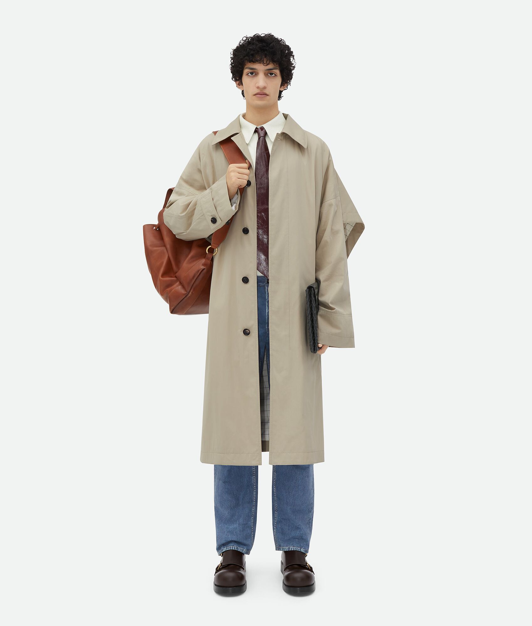 BOTTEGA VENETA 印花皮革格纹衬衫