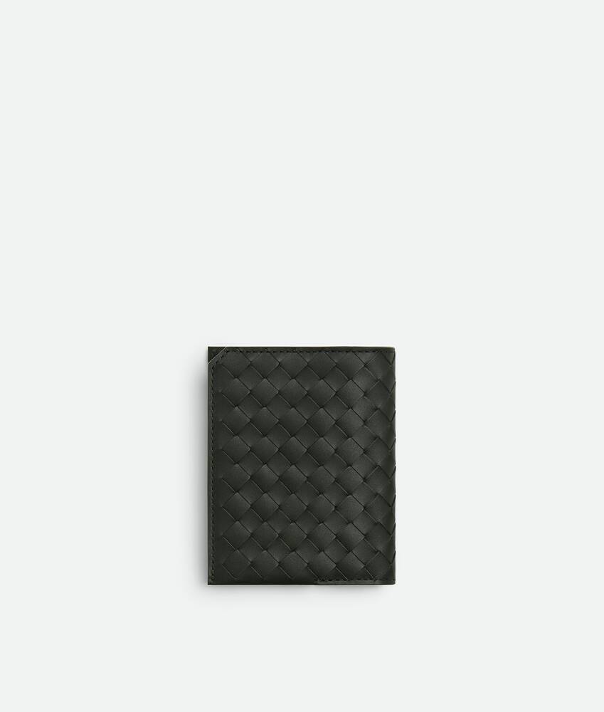 深绿色Intrecciato Piccolo编织翻盖卡包