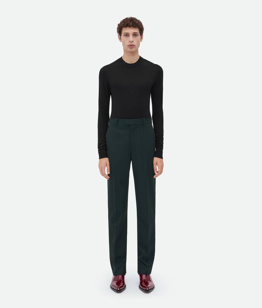 BOTTEGA VENETA 羊毛细条纹修身长裤