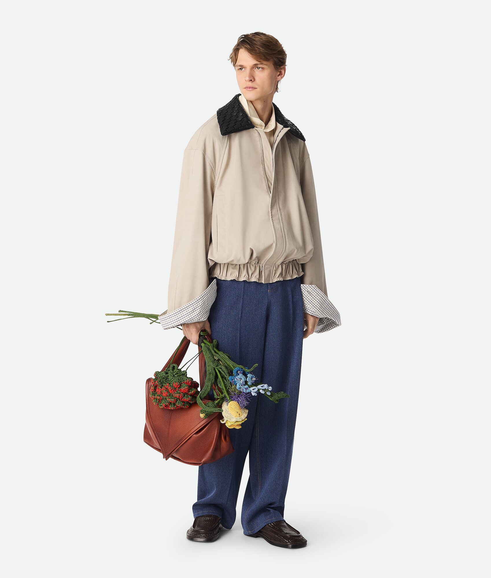BOTTEGA VENETA 羊毛棉质阔腿长裤