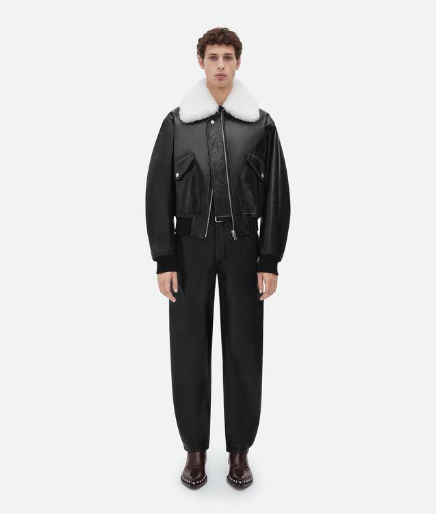 BOTTEGA VENETA 剪羊毛衣领皮革夹克