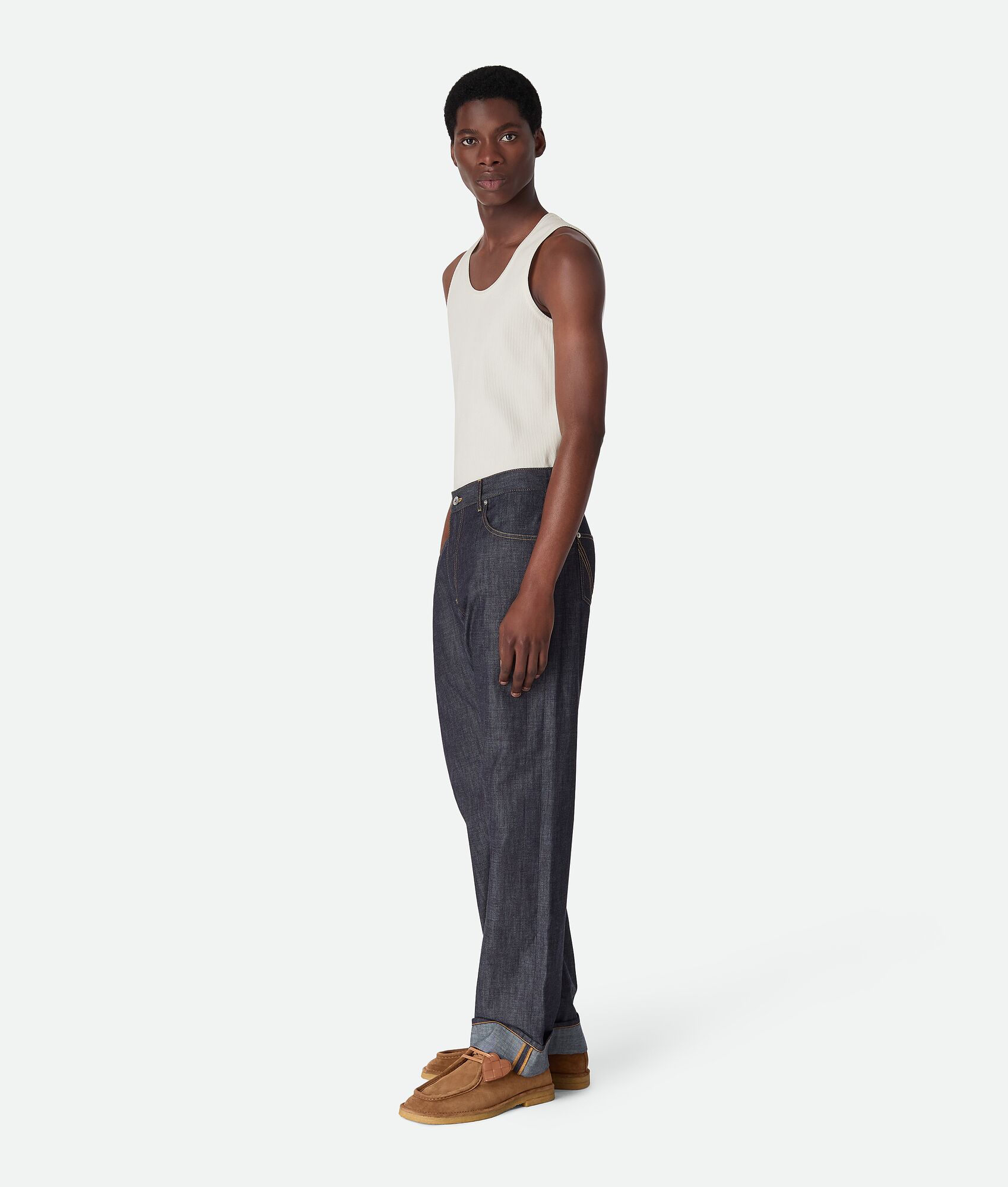 BOTTEGA VENETA 漂洗靛青色阔腿牛仔裤