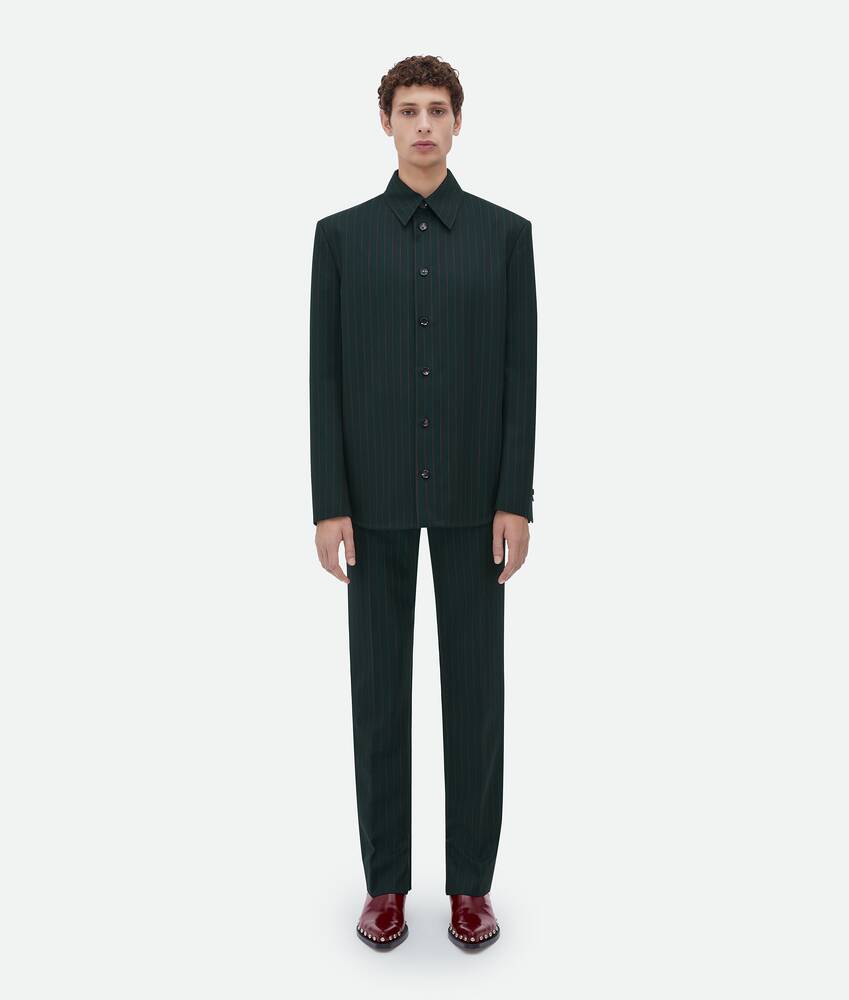 BOTTEGA VENETA 羊毛细条纹衬衫式夹克