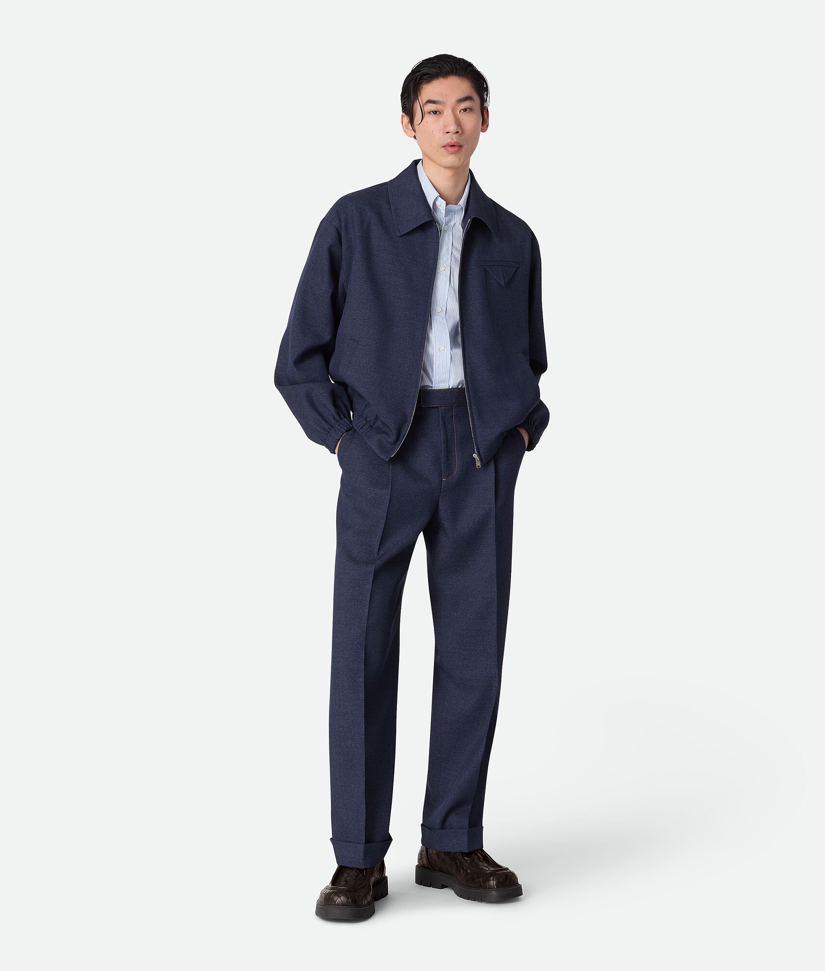 BOTTEGA VENETA 混色羊毛束腰夹克