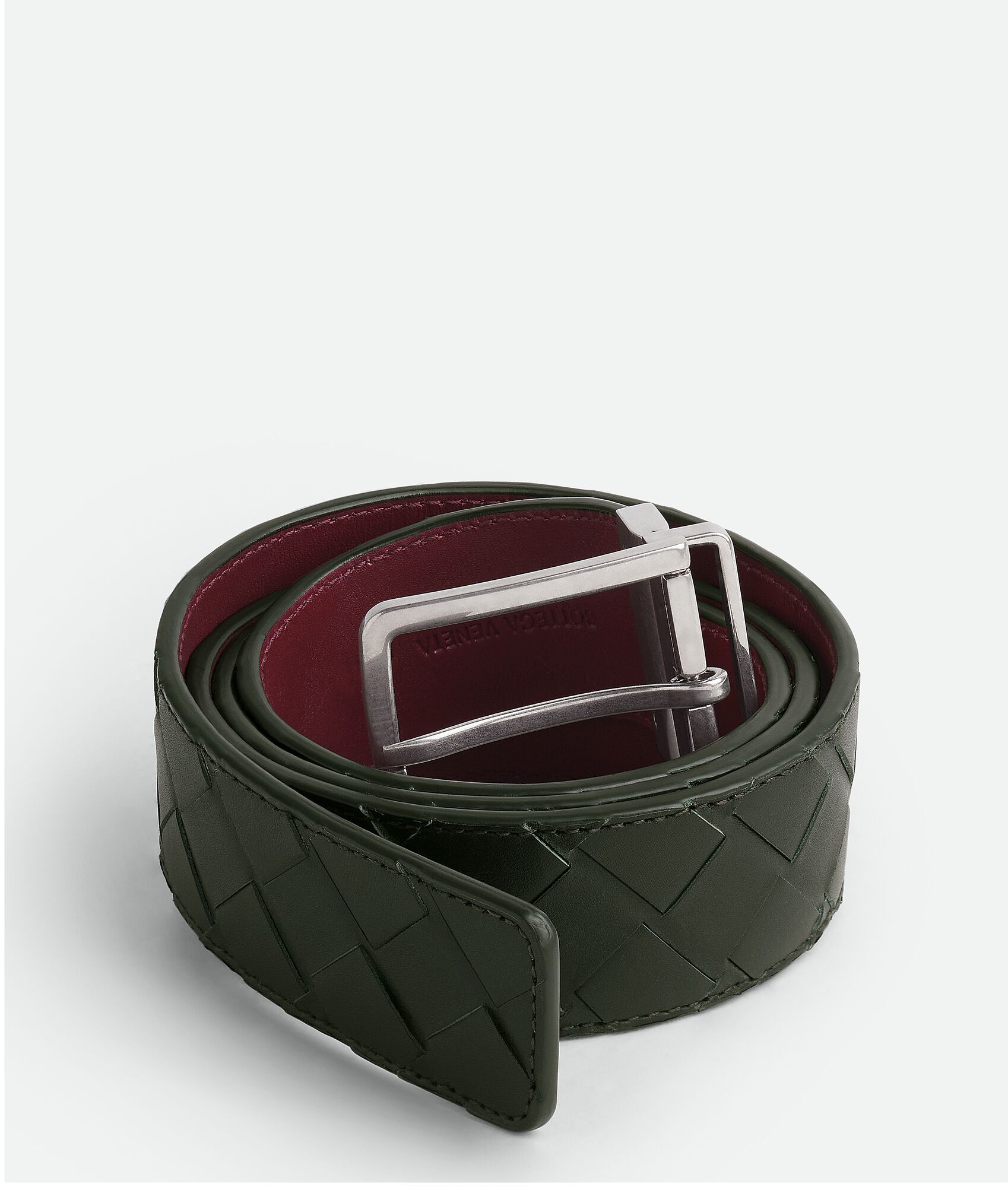 BOTTEGA VENETA Intrecciato编织皮革双面腰带