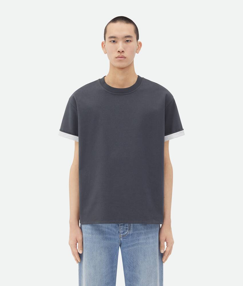 BOTTEGA VENETA 双层棉质格纹T恤衫