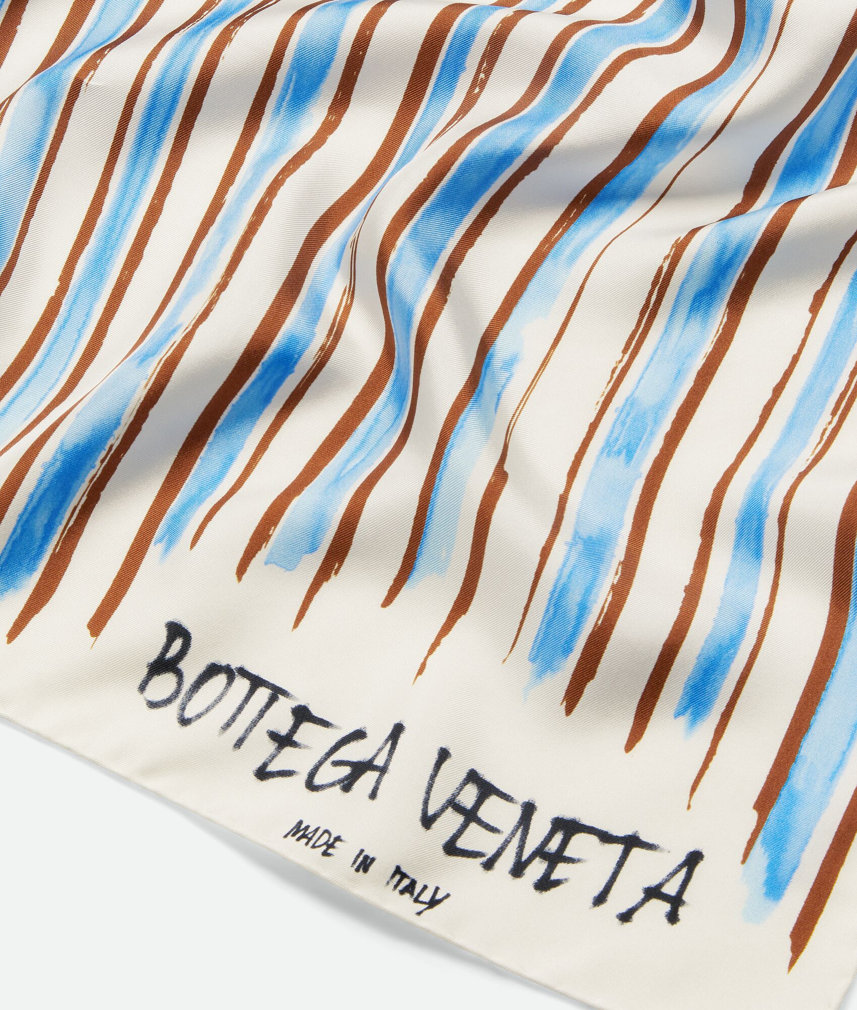 BOTTEGA VENETA 条纹印花桑蚕丝围巾