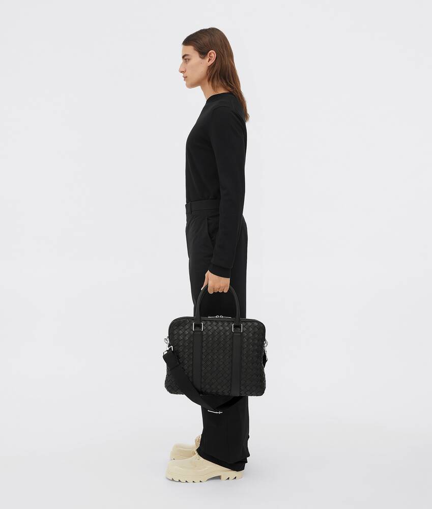 BOTTEGA VENETA 纤薄经典Intrecciato编织皮革公文包
