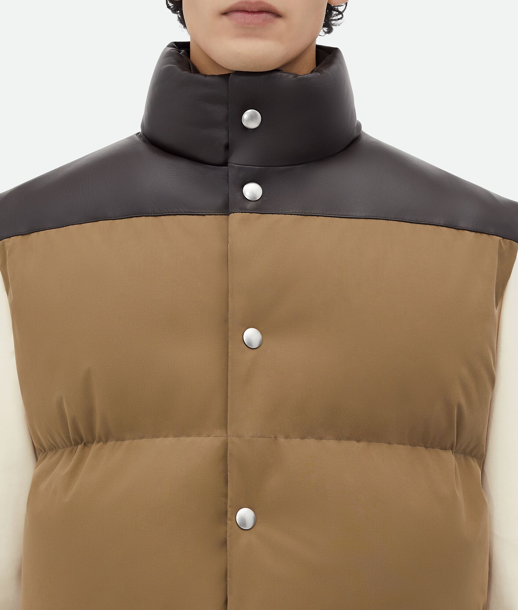 BOTTEGA VENETA 磨砂府绸和皮革马甲