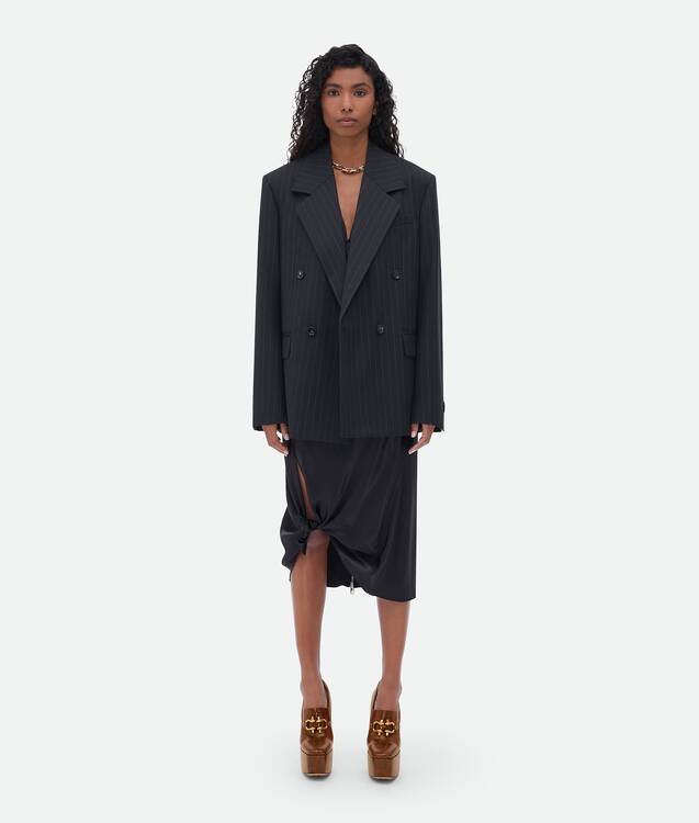 BOTTEGA VENETA 羊毛细条纹衬衫式夹克