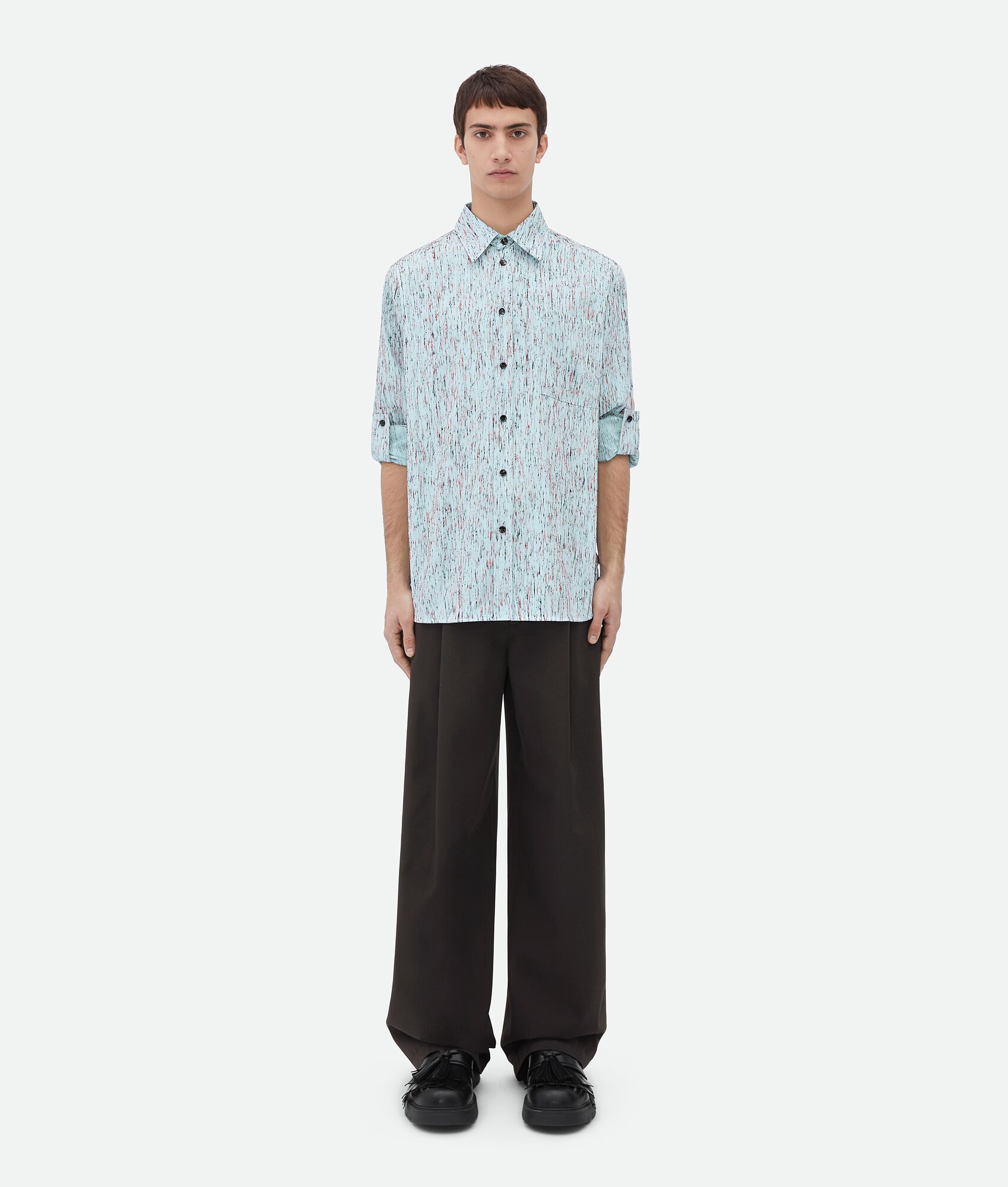 BOTTEGA VENETA BV刺绣纹理粘胶纤维条纹衬衫
