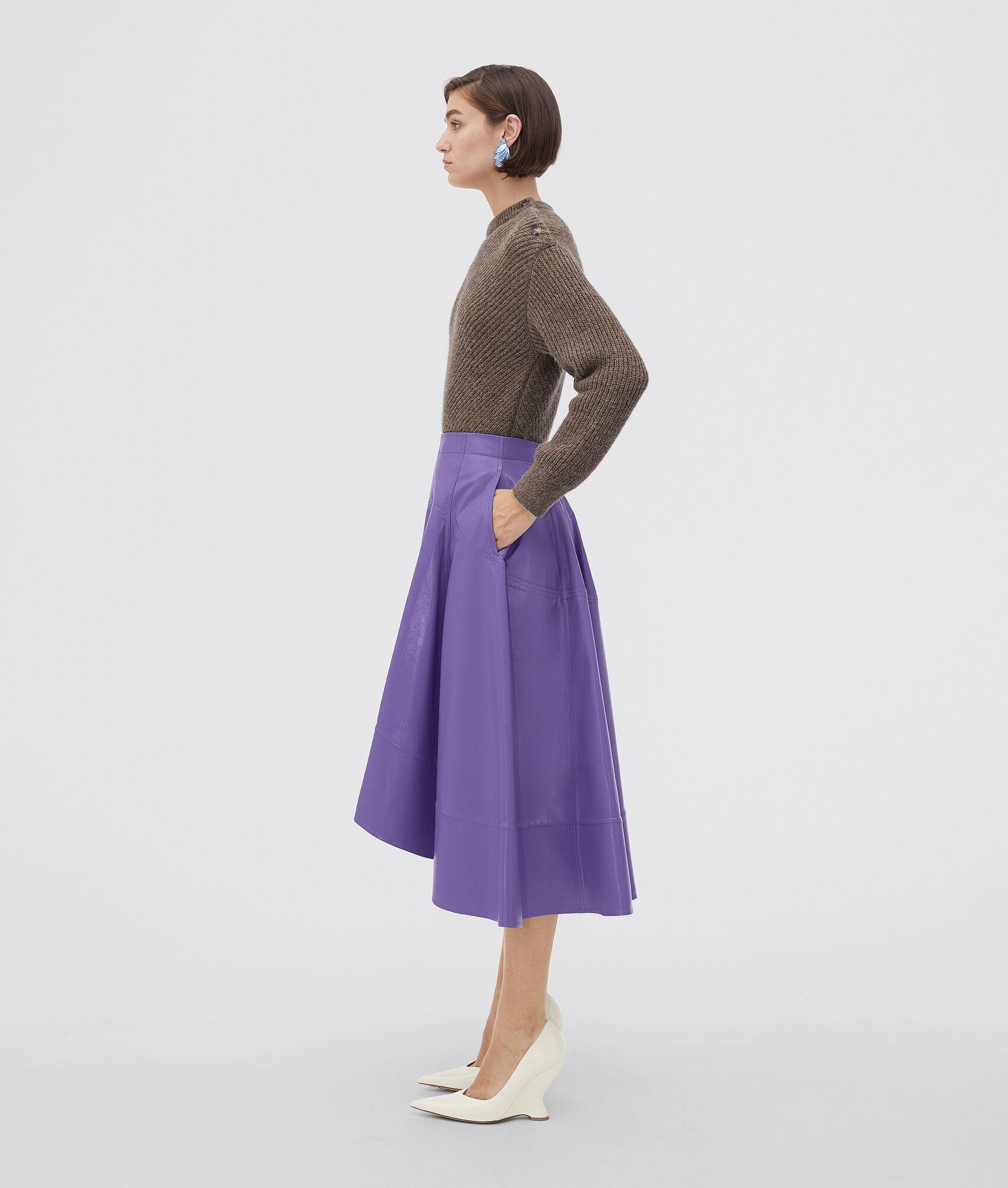 BOTTEGA VENETA 亮面皮革裙