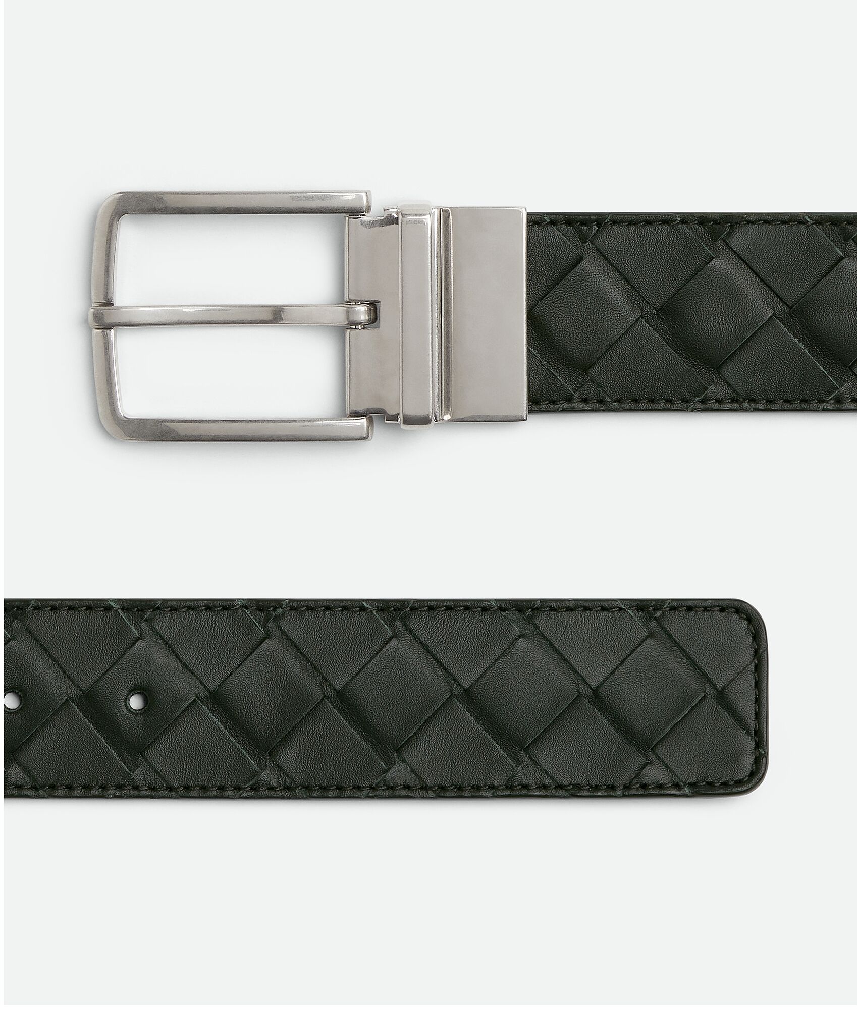 BOTTEGA VENETA Intrecciato编织皮革双面腰带