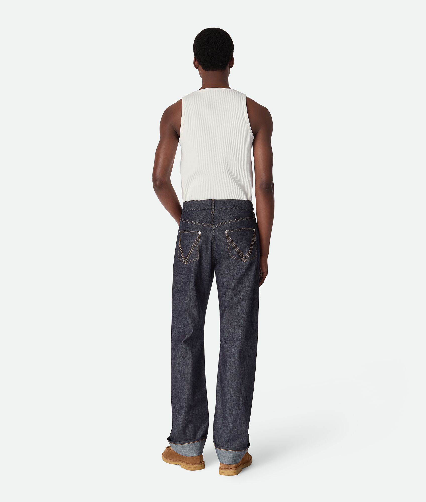 BOTTEGA VENETA 漂洗靛青色阔腿牛仔裤