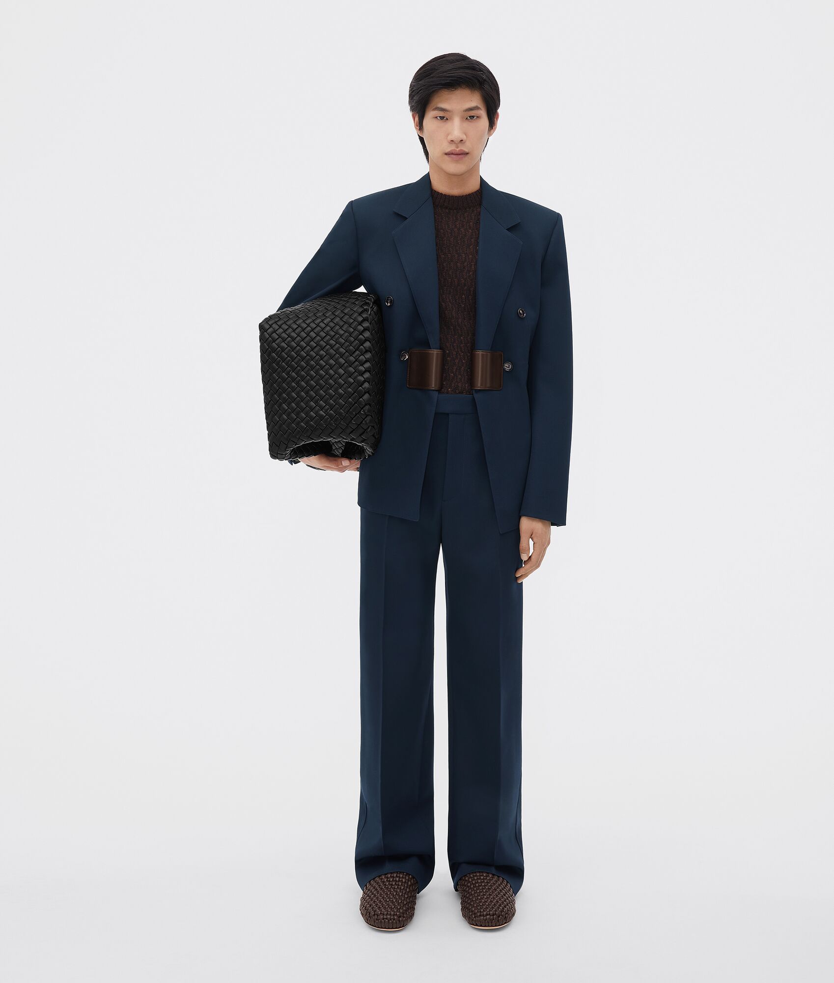 BOTTEGA VENETA 呢绒剪裁直筒长裤