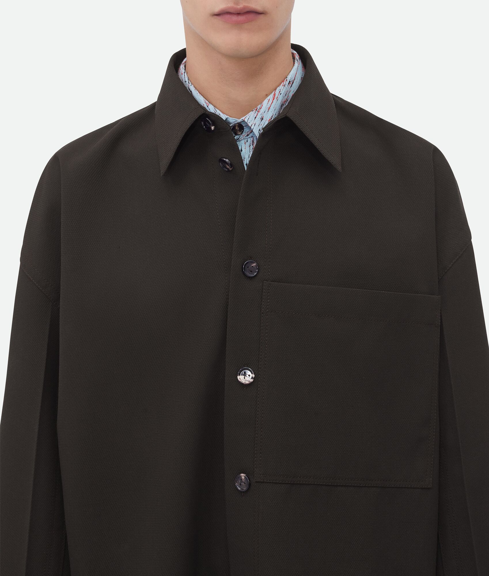 BOTTEGA VENETA 干混色纱羊毛外套式衬衫