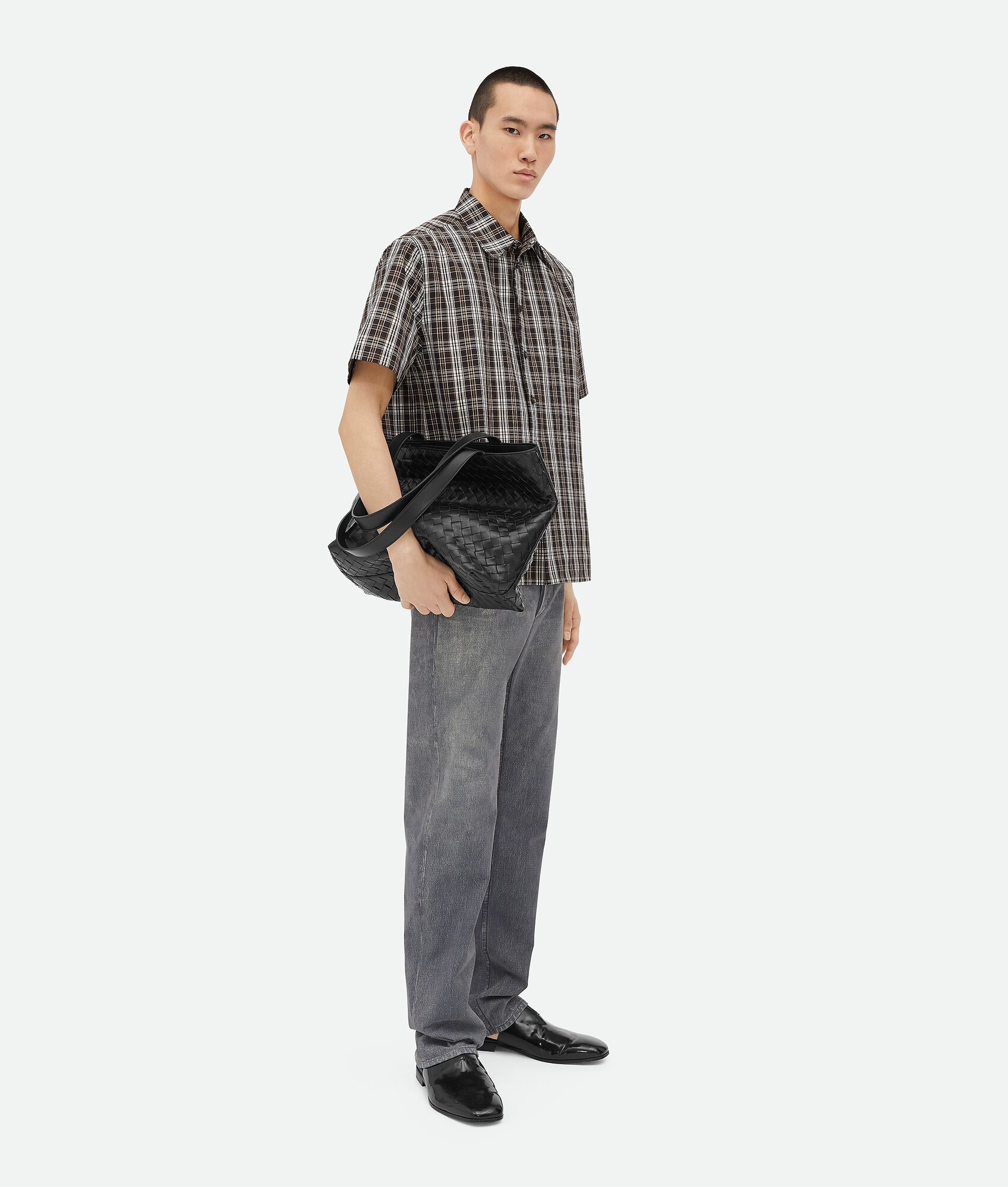 BOTTEGA VENETA 小号Intrecciato编织拉链Tote托特手袋