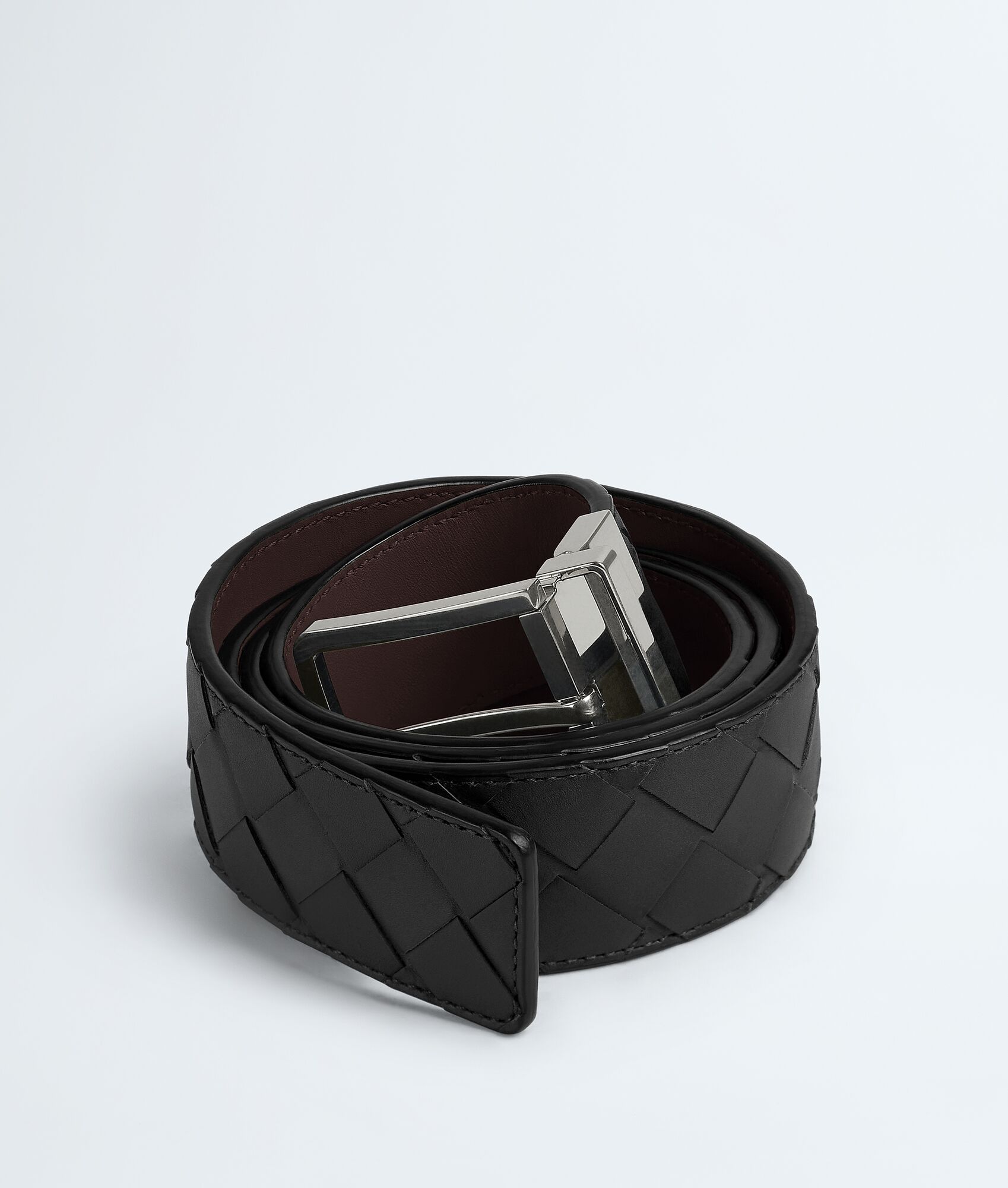 BOTTEGA VENETA Intrecciato编织皮革双面腰带