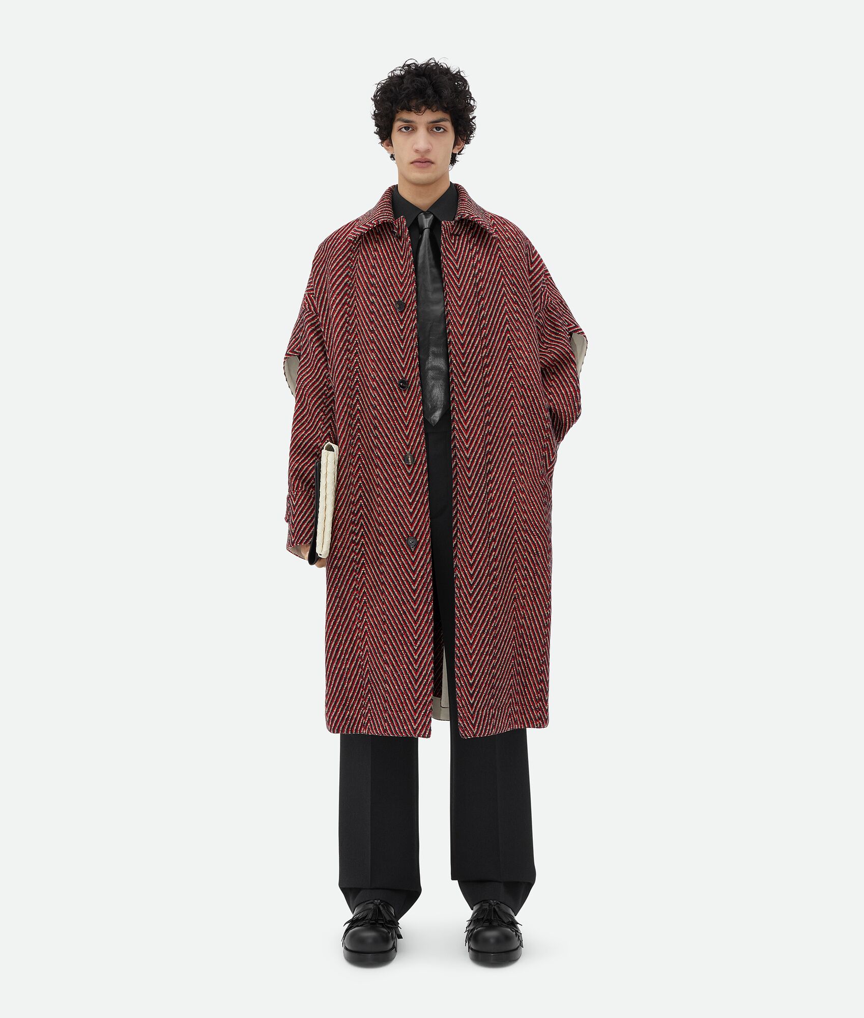 BOTTEGA VENETA 不规则羊毛人字纹斗篷大衣