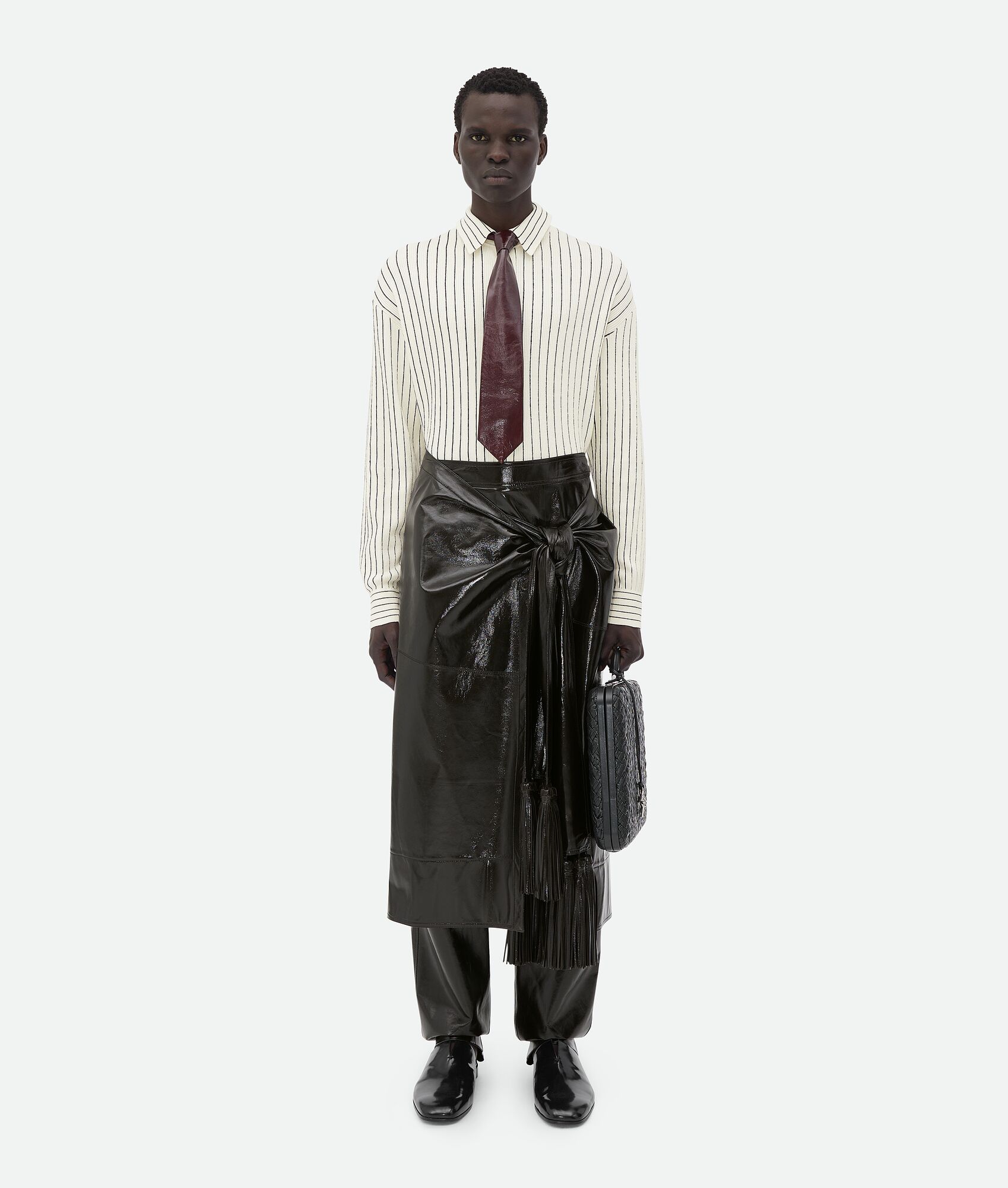 BOTTEGA VENETA 细条纹针织亚麻衬衫